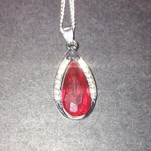 Vampire Queen Necklace Blood Drop Tear Halloween Gothic Sterling Silver Chain